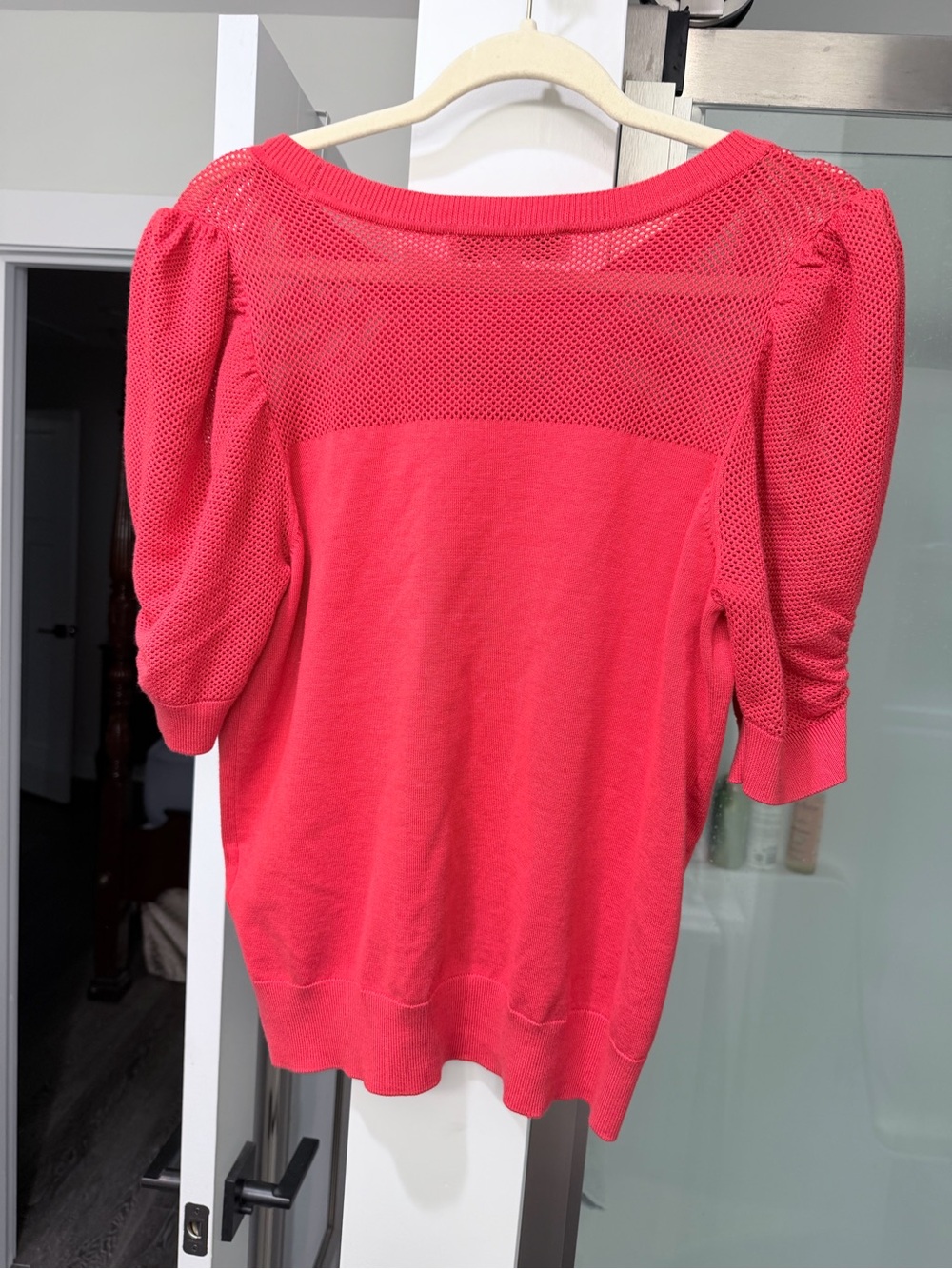 DKNY Pink Open-Mesh Knit Sweater